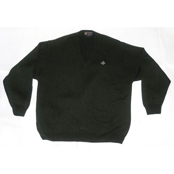 Brooks Brothers 100% Lambswool Men's Long Sleeve V-Neck Green Sweater Size Large - Picture 1 of 7